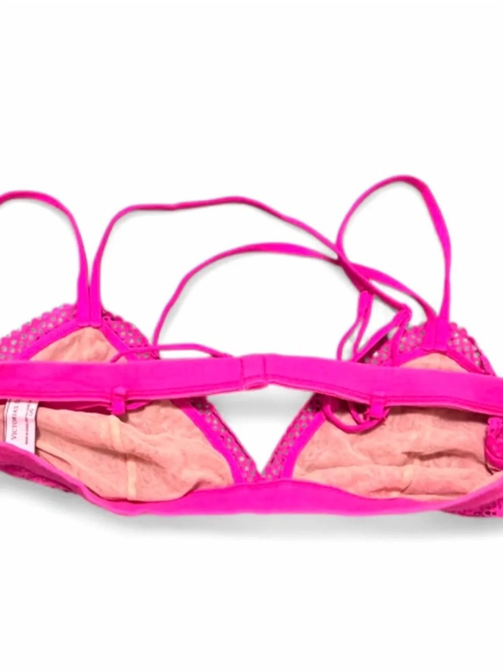 Victoria’s Secret Hot Pink Lace Strappy Bralette -Size L -Barbiecore Neon Y2K